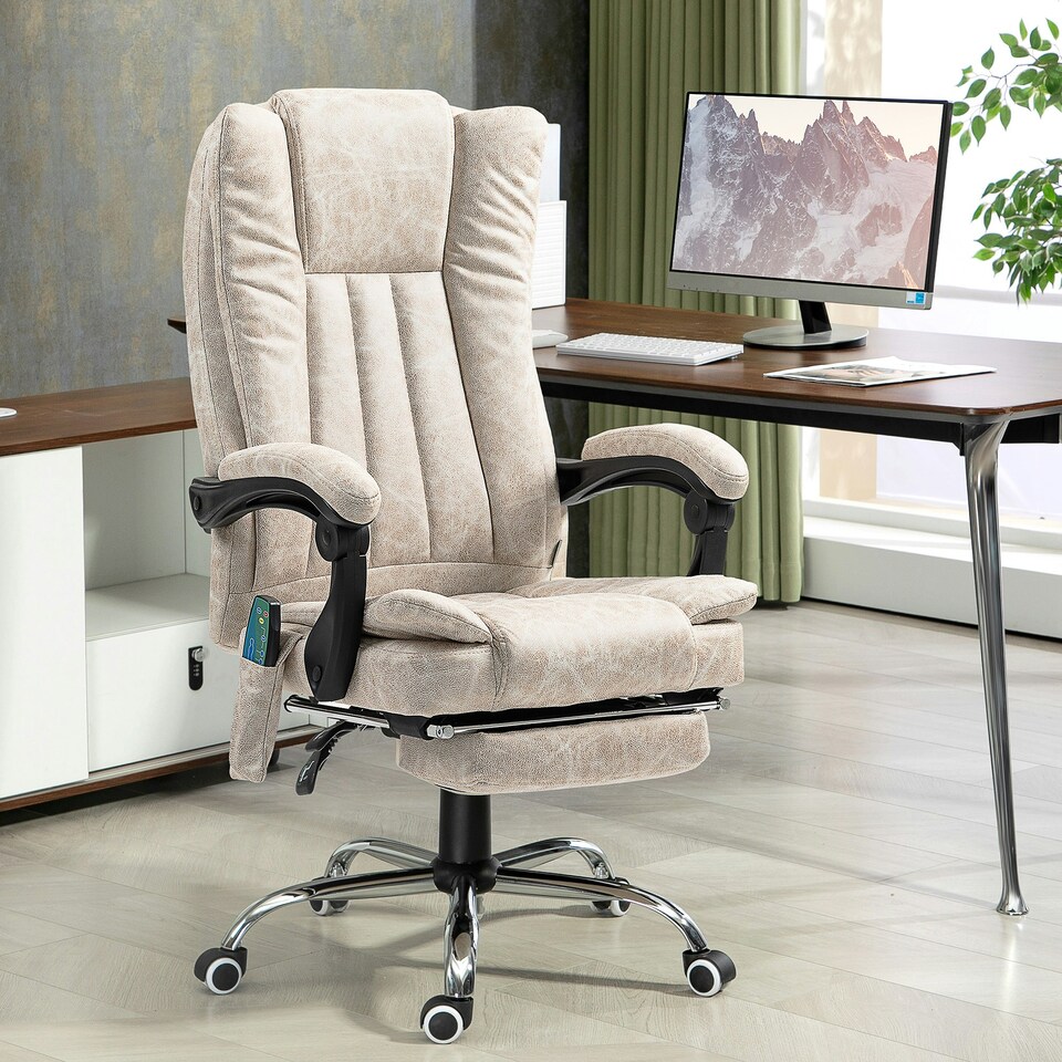 image 1 of Vinsetto 6-Point Vibrating Heat Massage Chair w/ Microfibre Charcoal Grey