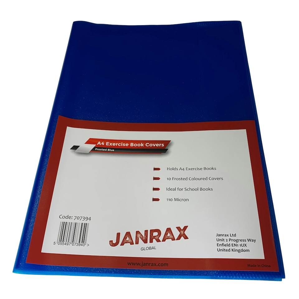 image 1 of Pack of 10 A4 Frosted Blue Exercise Book Covers