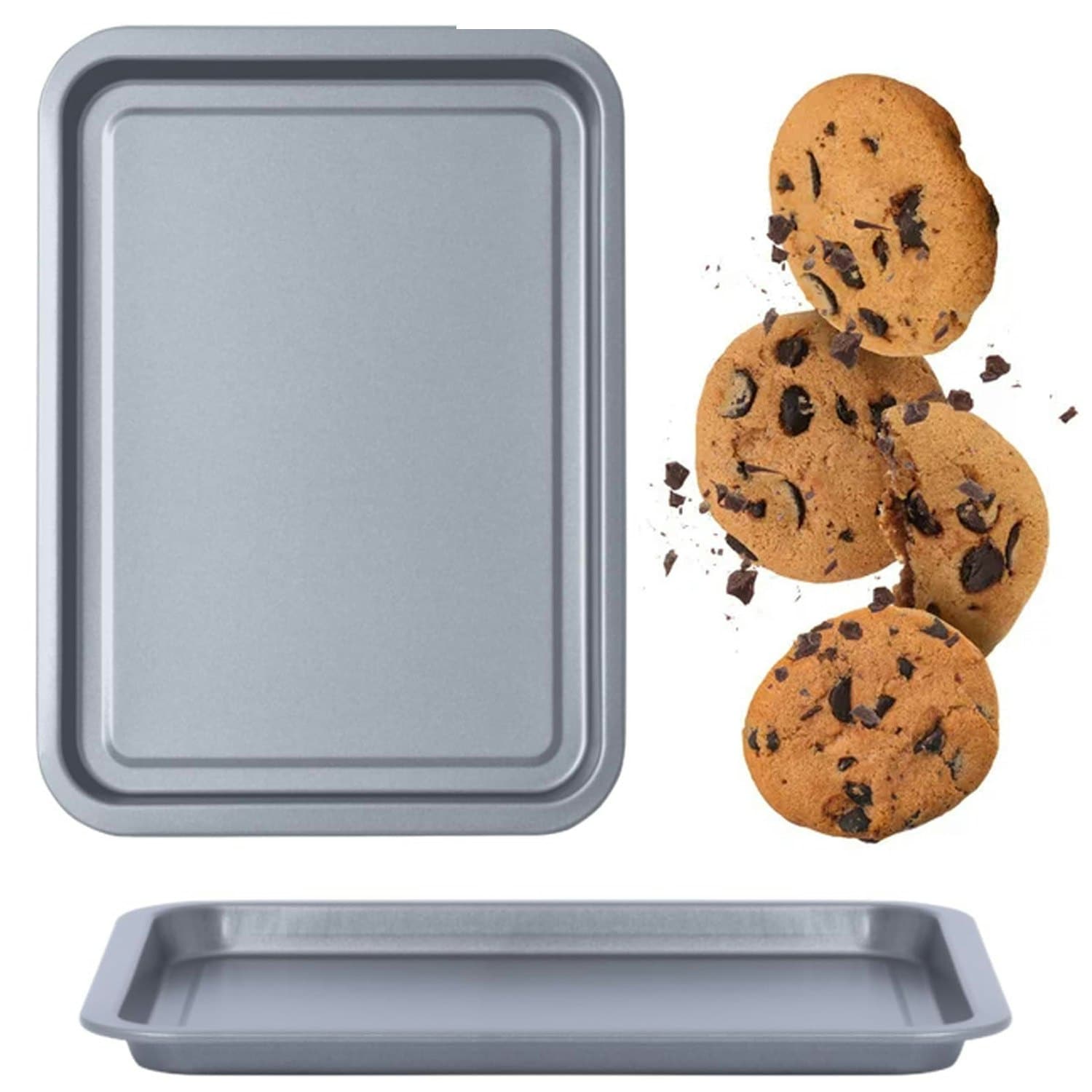 2 x Non-Stick 31cm Large Rectangular Easy Clean Oven Trays Dishwasher Safe