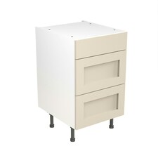 3 Drawer Base Unit 500mm w/ Shaker Cabinet Door - Ultra Matt Cashmere Cream | Ultra Matt Cashmere