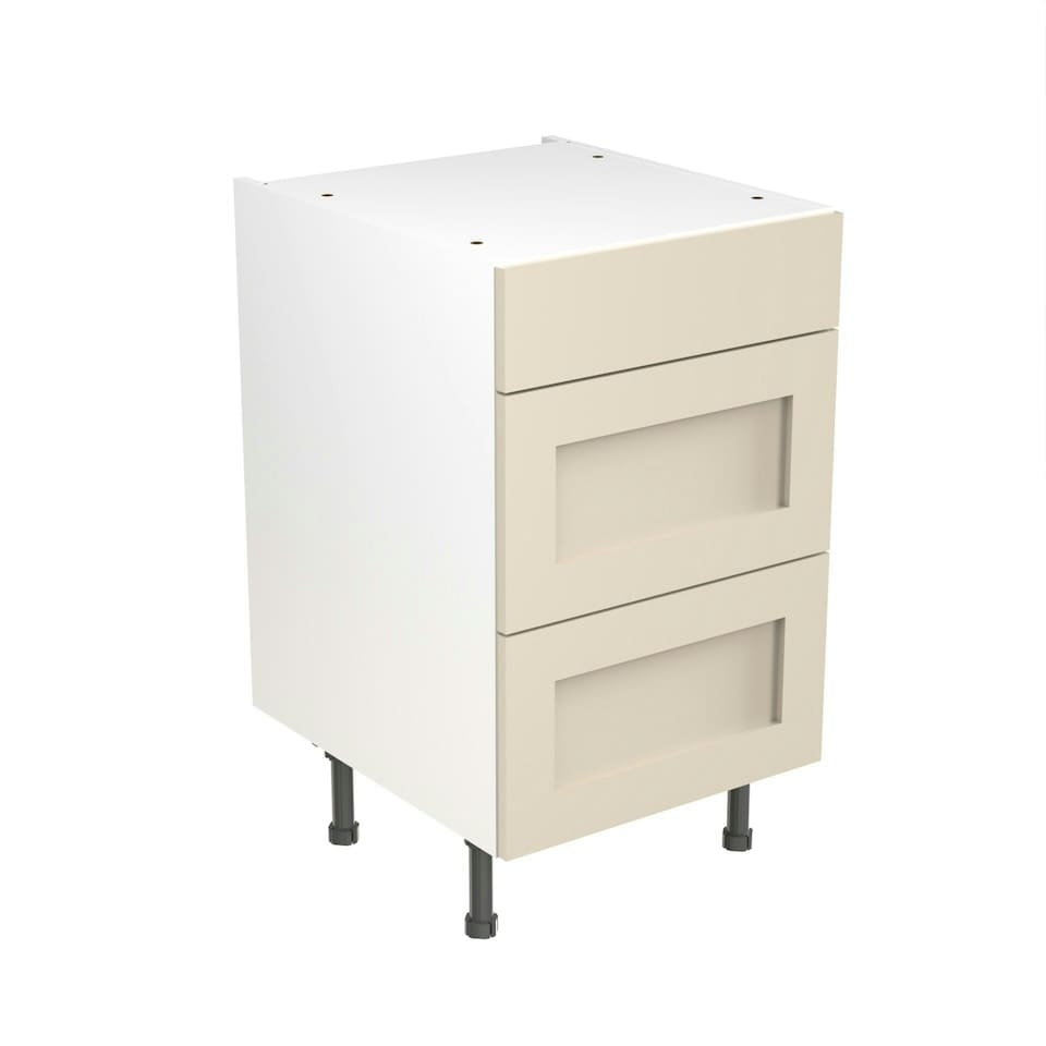 image 1 of 3 Drawer Base Unit 500mm w/ Shaker Cabinet Door - Ultra Matt Cashmere Cream | Ultra Matt Cashmere