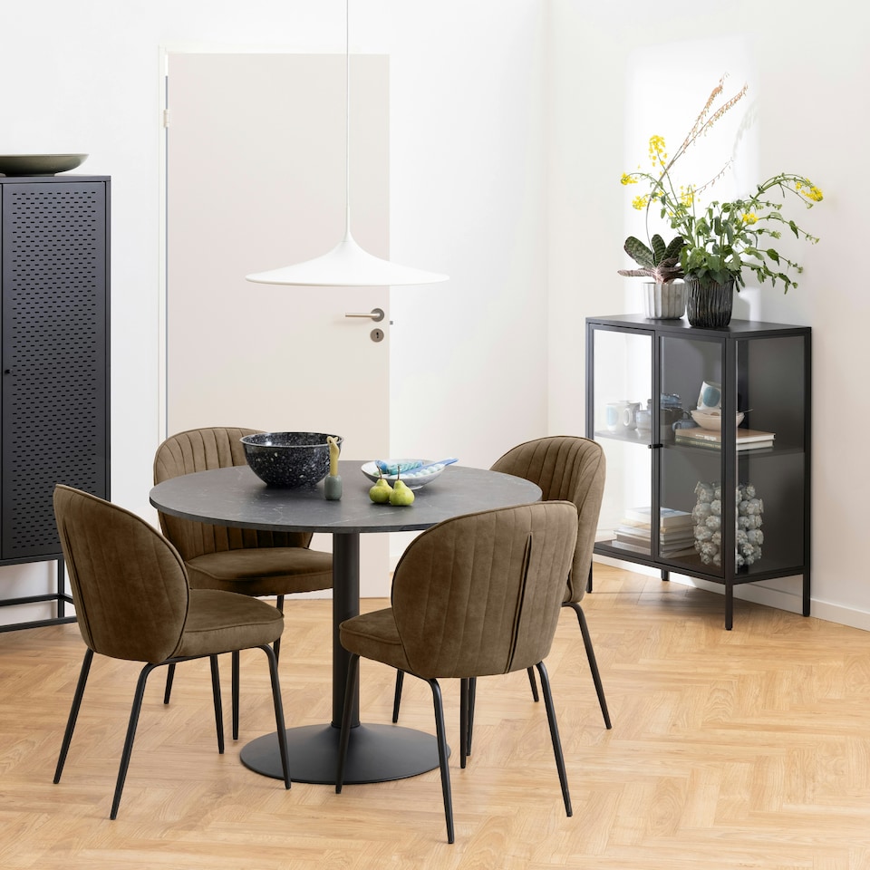 image 1 of Newcastle Low 2 Door Display Cabinet in Matt Black