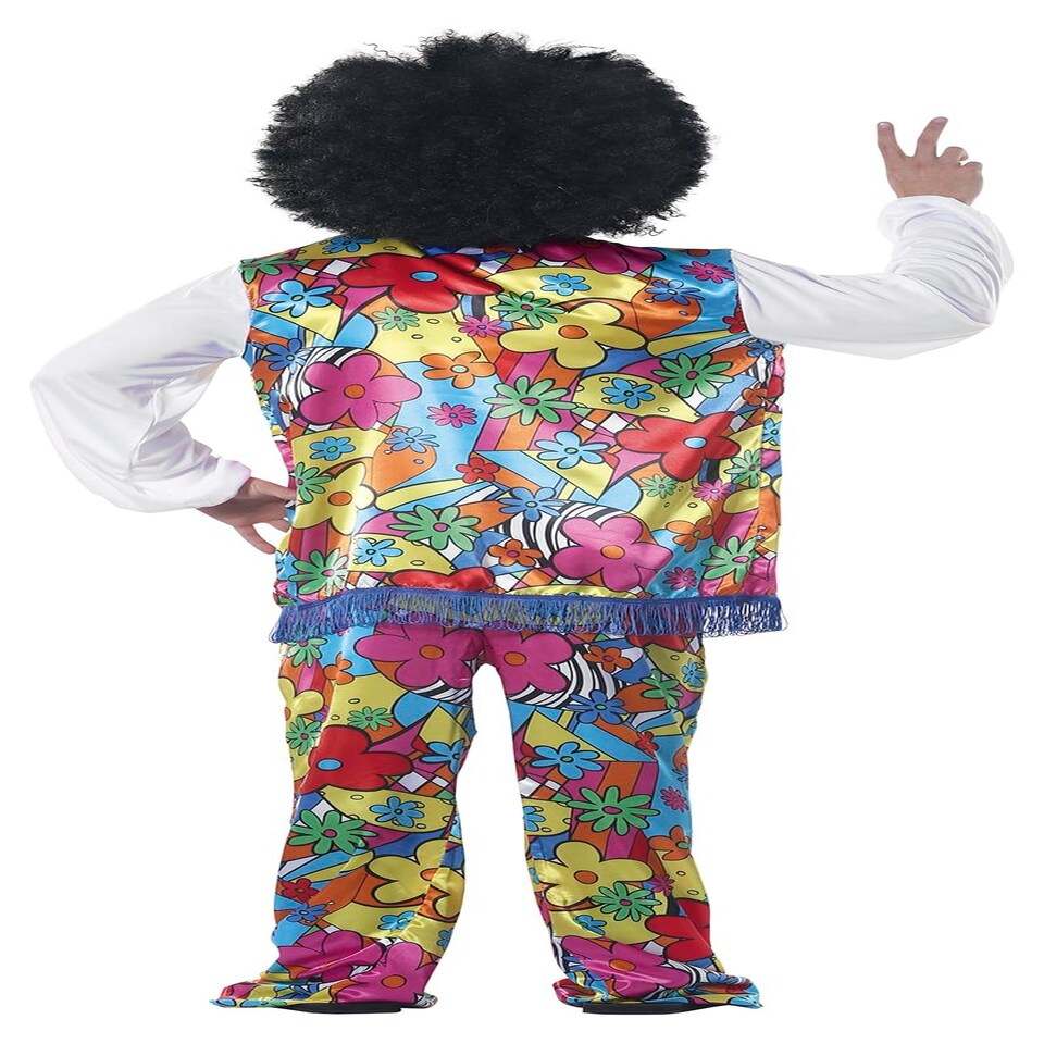 image 1 of Fancy Dress Adult Rainbow Hippie Man - L