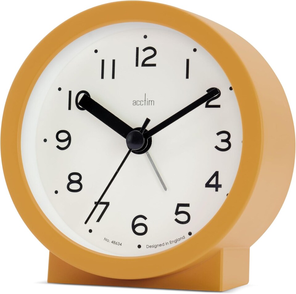 image 1 of Acctim Gaby Small Analogue Contemporary Bedside Alarm Clock | Yellow | Dijon