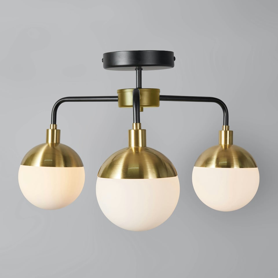 image 1 of BHS Sadie Flush Ceiling Light, Brass