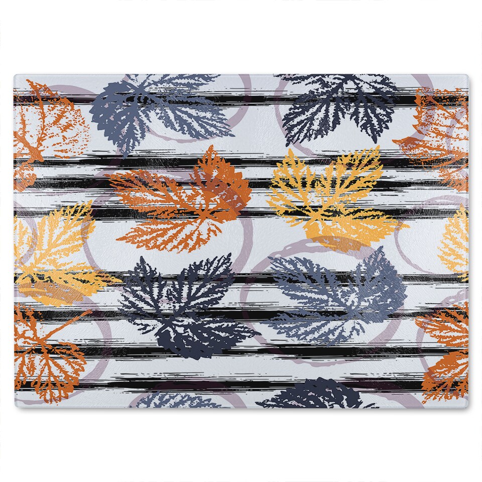 image 1 of Cute Autumn Leaves Glass Chopping Board | Multi