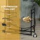 image 7 of Outsunny Firewood Stand Log Rack Holder 84cm with 4-PC Fireplace Tools Set Black