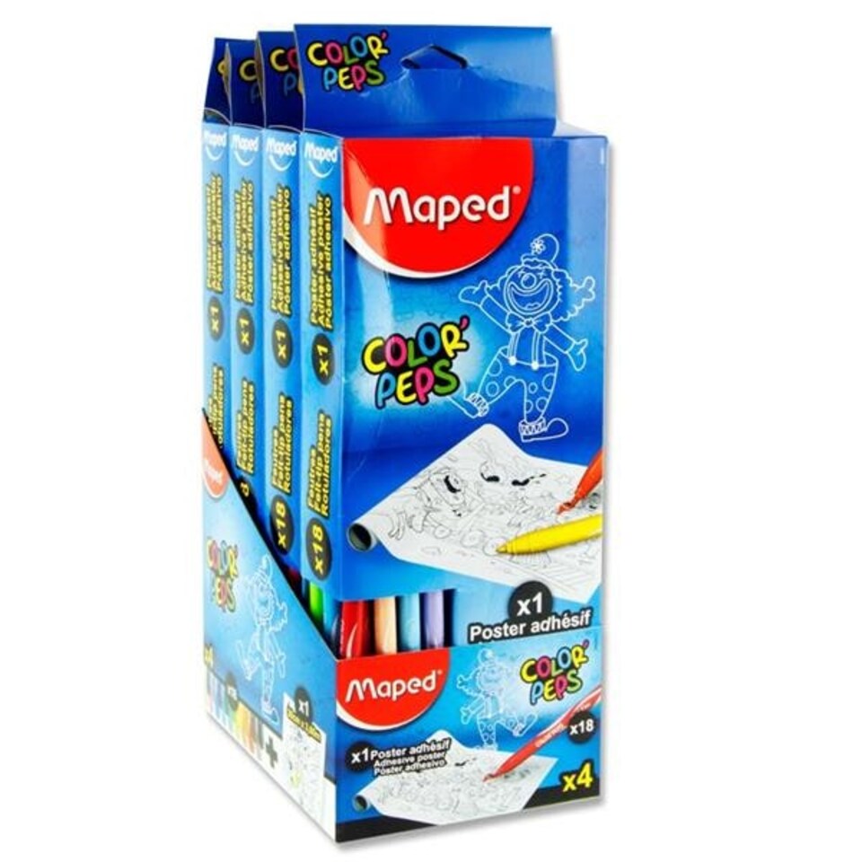 image 1 of Pack of Color'peps 30cm x 3.6m Adhesive Colouring Roll and 18 Markers by Maped