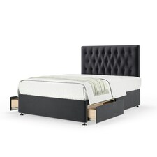 Neptune Spring Graphite Plush Velvet 2 Drawer Divan Set And Lona Headboard Double