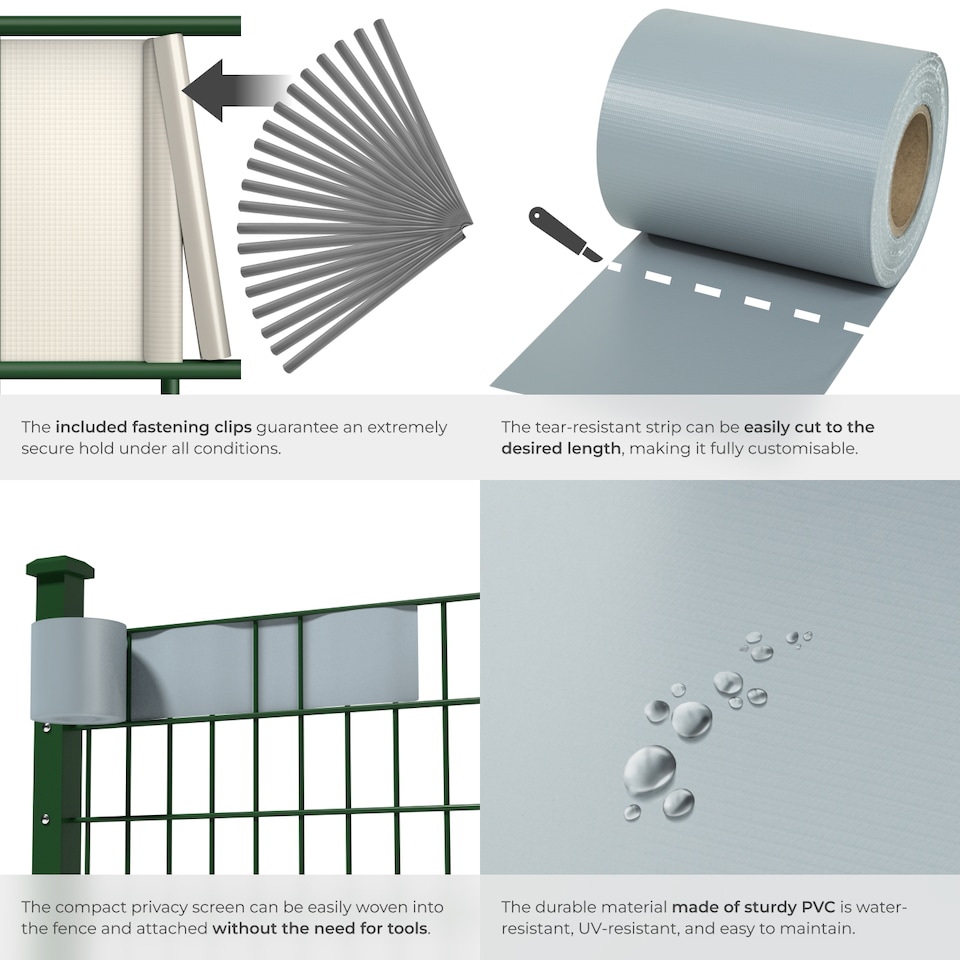 image 1 of Privacy Film - double-sided print, opaque and tear-resistant, fastening clips included | Grey | grey | 7000 x 19 x 0,04 cm | 1