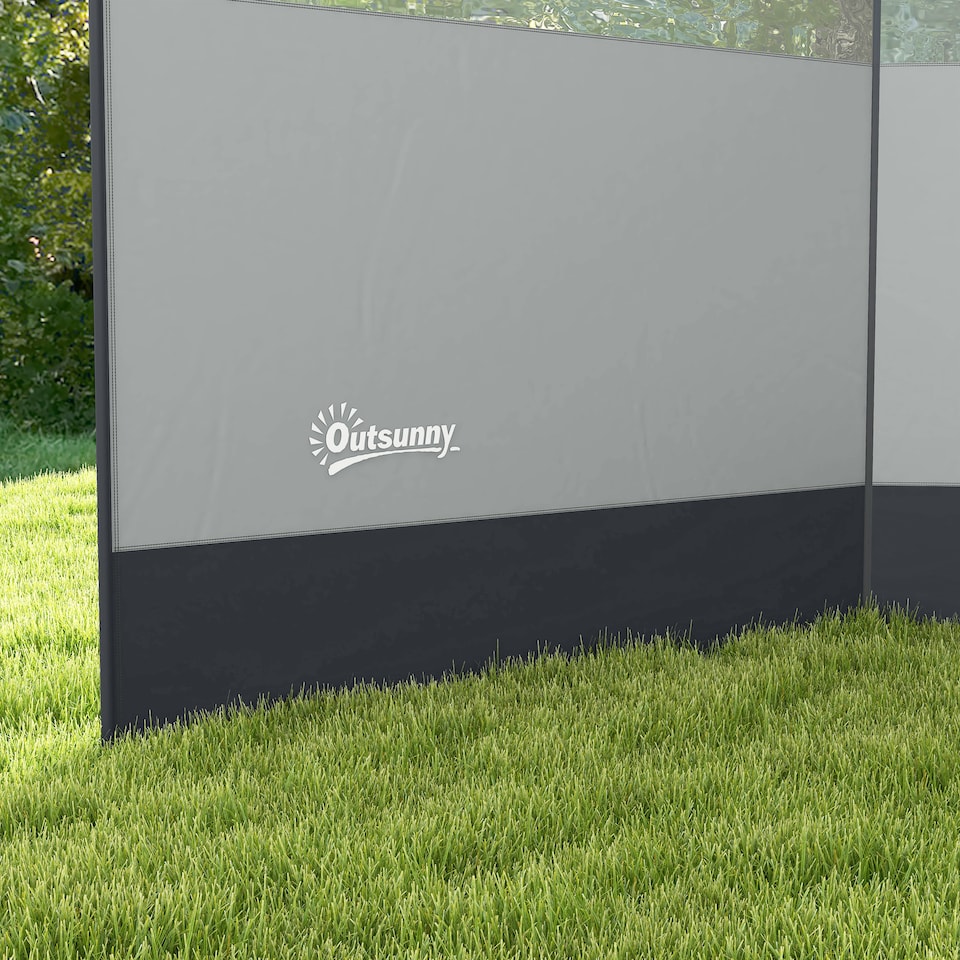 image 1 of Outsunny Camping Windbreaks with Clear Windows and Carry Bag | Grey