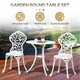 image 4 of Outsunny 3 Pcs Aluminium Bistro Set Garden Furniture Dining Table Chairs Antique Outdoor Seat Patio Seater White