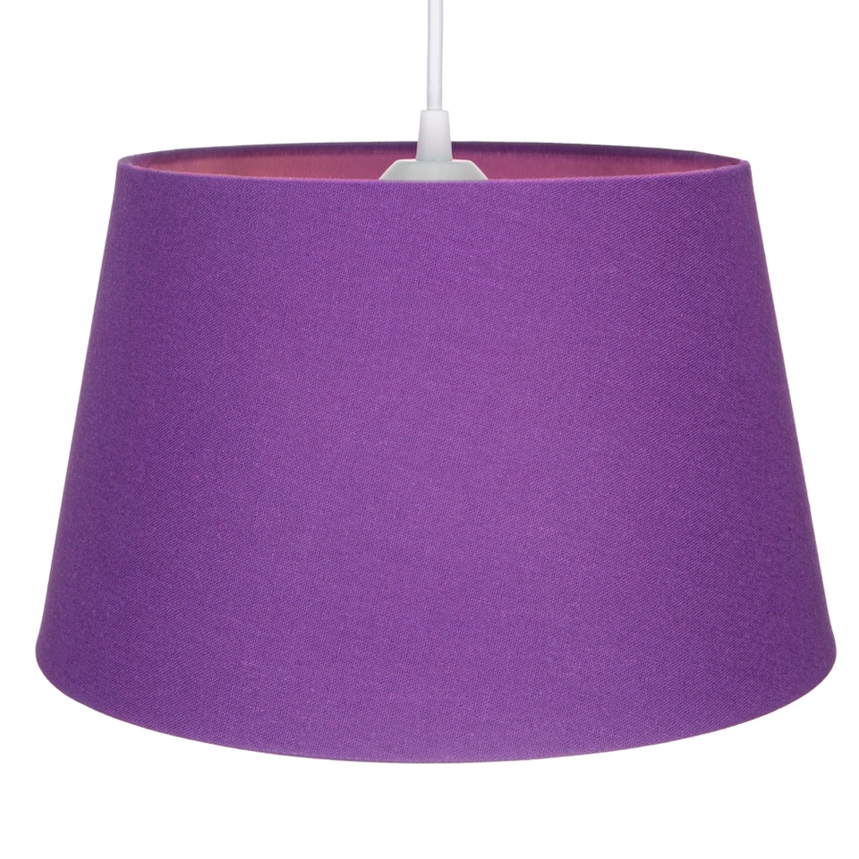 image 1 of Traditional 30cm Purple Linen Fabric Drum Table/Pendant Shade 60w Maximum | Purple | 12"