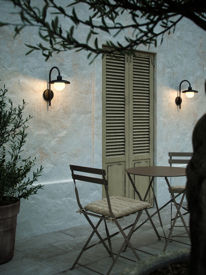 image 1 of Nordlux Berlo Outdoor Wall Light Black Metal Solar E27 Sensor Diffused  - Mains Powered, IP44 | Black | Black