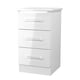 image 4 of Lyon 3 Drawer Bedside Cabinet in White Gloss & White (Ready Assembled) | White | White Gloss & White