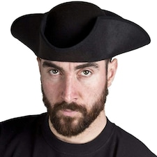 Pack of 6 Black Tricorn Hat Black | One Size