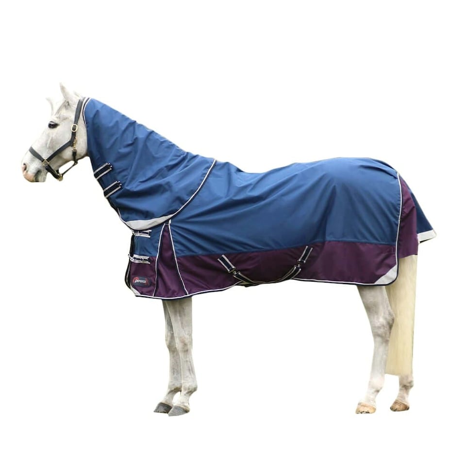 image 1 of Hy DefenceX System Detachable Neck Waterproof Horse Turnout Rug - Navy/Purple - 5´ 6"