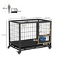 image 7 of PawHut 36" Heavy Duty Dog Crate on Wheels w/ Bowl Holder, Removable Tray