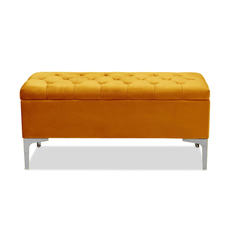 image 1 of Modena Storage Ottoman Bench, Ottoman Footstool with Legs, 180cm Plush Velvet Upholstered End of Bed Bench, Burnt Orange
