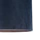 image 3 of Soft Velvet Midnight Blue Fabric Round Lamp Shade for Table or Pendant Blue