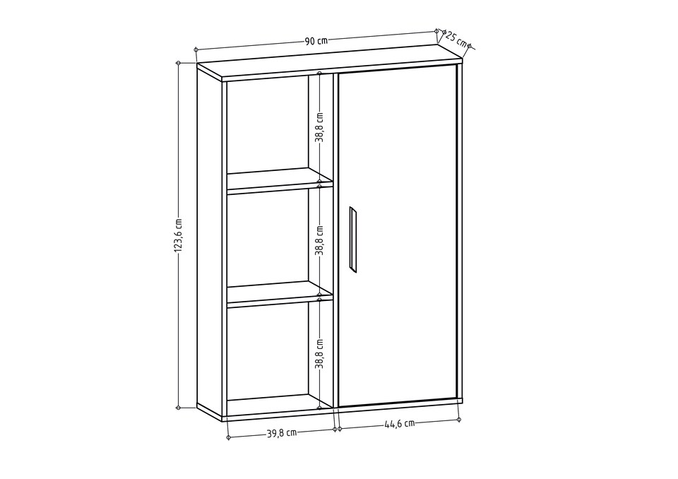 image 1 of Decorotika Patrick 3 Shelves and a Cabinet Bookcase