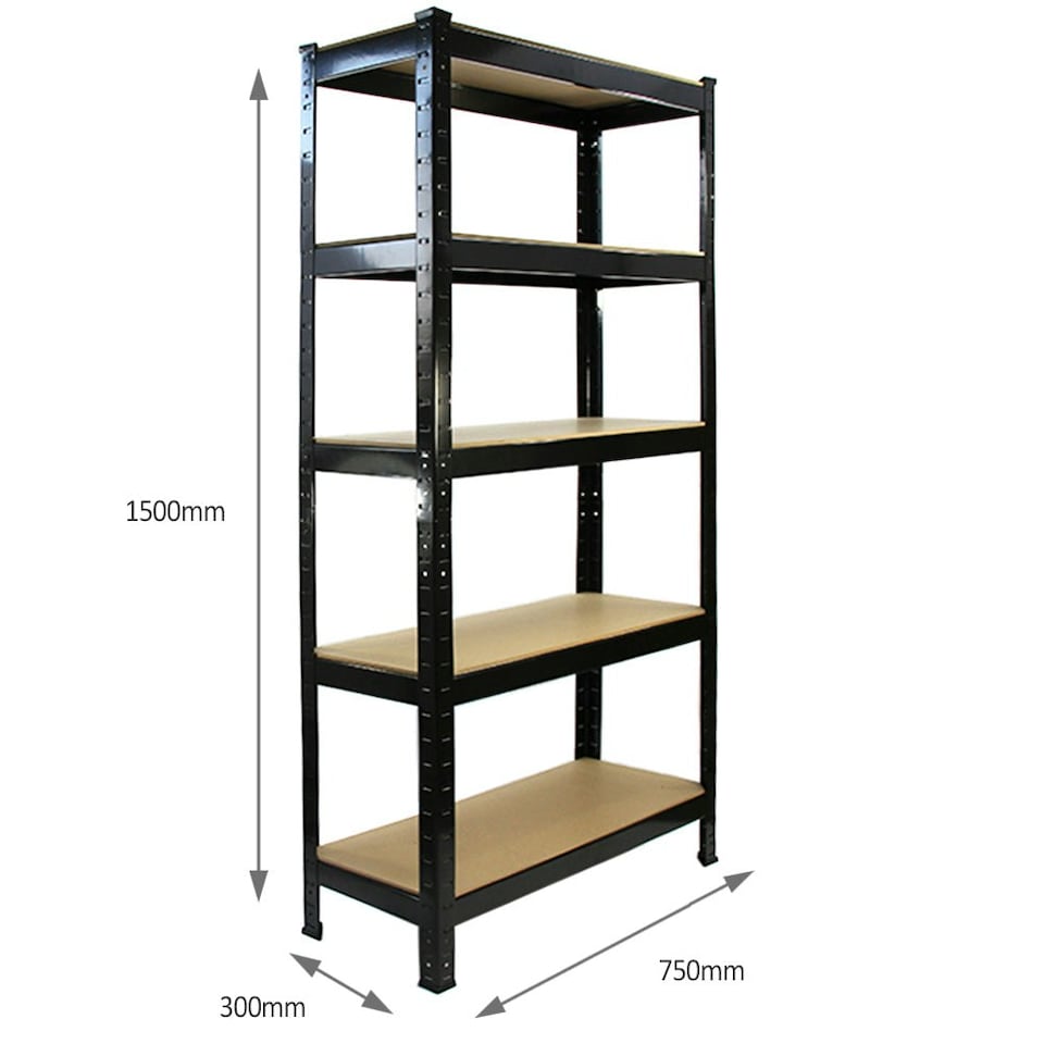 image 1 of 5 x T-RAX Black Metal Racking Units 75cm x 150cm x 30cm Black