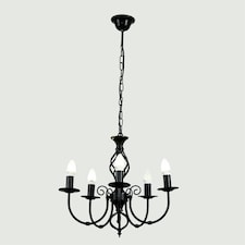 ValueLights Traditional 5 Way Black Satin Pendant Ceiling Light Chandelier
