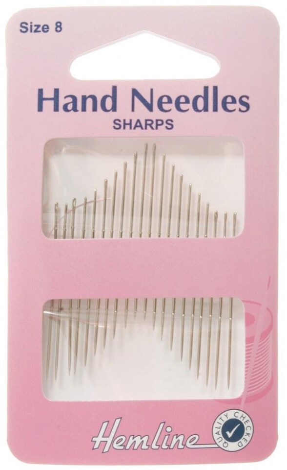 Hemline Sharps Needles Size 8 for Dressmaking - per pack of 20