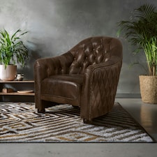 Grey Leather Classic Armchair,Walnut Quilted Back Wooden Chair,Chesterfield Button Tufted Armrest Chair | Grey