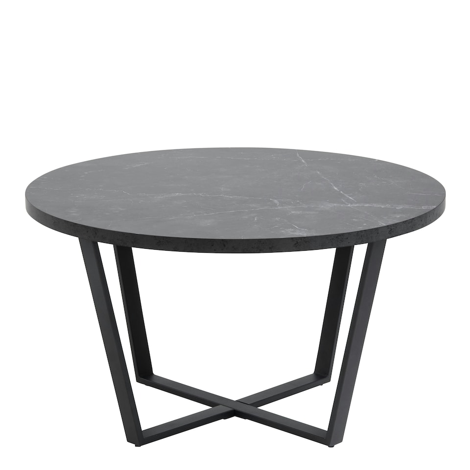 image 1 of Amble Round Coffee Table with Black Marble Melamine Top & Black Legs