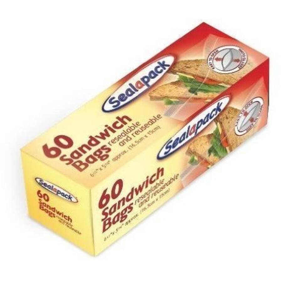 image 1 of Resealable Sandwich Bags 165mm x 150mm Pack 60