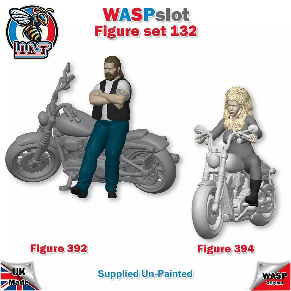 image 1 of Trackside Unpainted Figures Hell Angels Bikers x 2 Scenery Set 132 1:32 Wasp