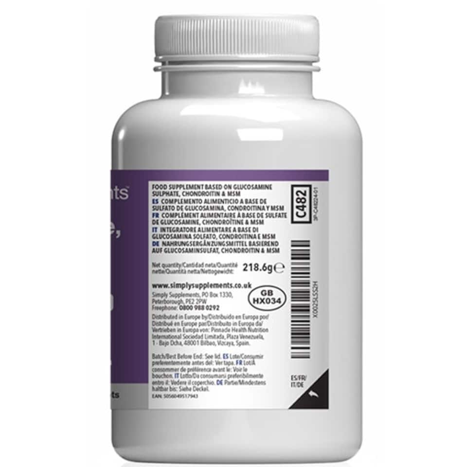 image 1 of Glucosamine 500mg, Chondroitin 100mg & MSM 100mg - 180 Tablets