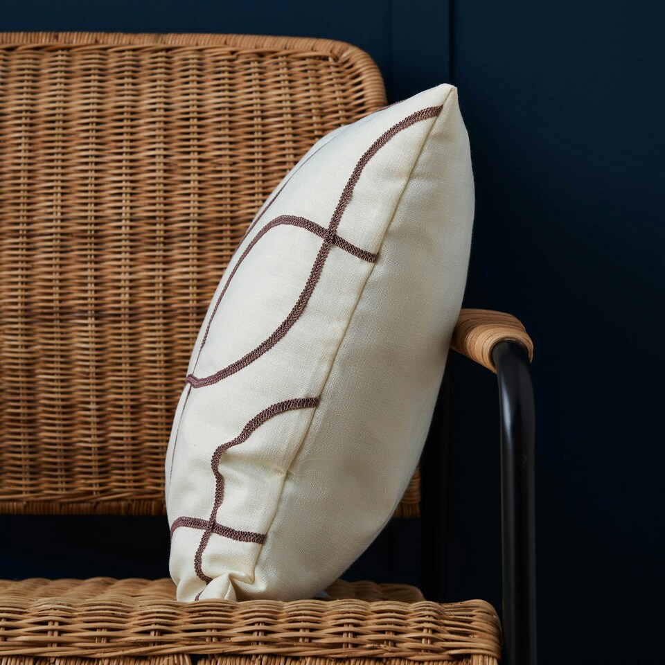 image 1 of BHS Soft Elegance Embroidered Cushion, Cream