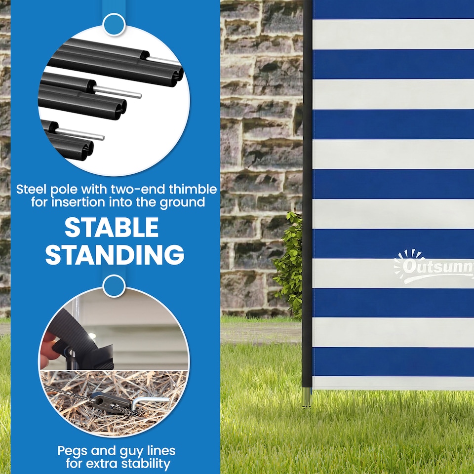 image 1 of Outsunny Camping Windbreak Portable Wind Blocker Privacy Wall | Blue | Dark Blue | 540 x 150 cm
