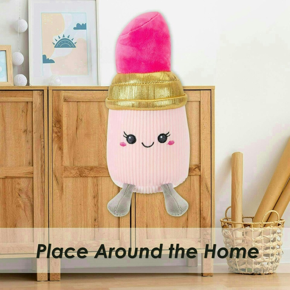 image 1 of Lipstick Soft Toy Cute Plushie Huggable Cuddly Stuffed Toy 18cm Pink