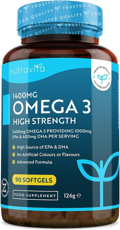 image 1 of Nutravita Highest Strength Omega 3 Fish Oil 2000mg - 1000mg EPA & 400mg DHA per Serving - Sustainably Sourced & Contaminant Free - 90 Softgels