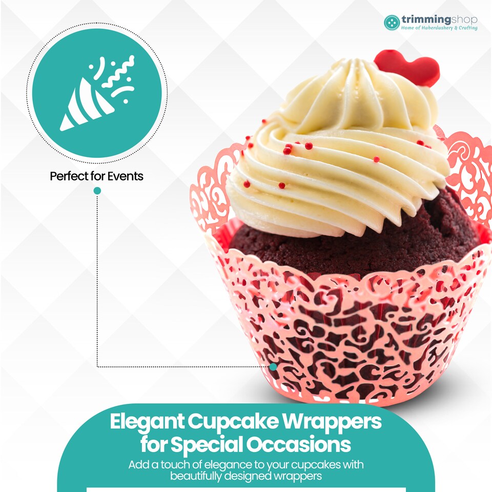 image 1 of Cupcake Wrappers Laser Cut Floral Design Paper Cup Holders - 25pcs