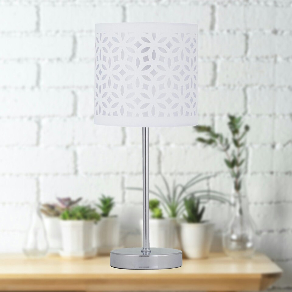image 1 of First Choice Lighting Set of 2 White Laser Cut 15.5cm Table Lamp Shades White
