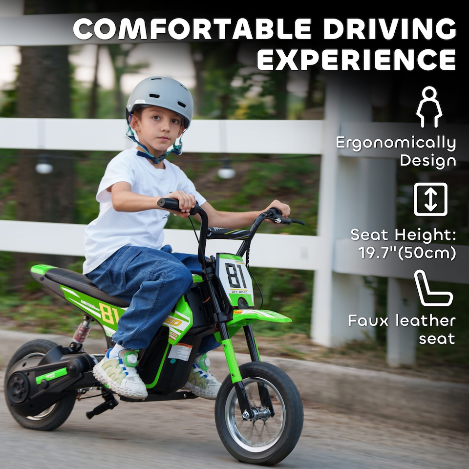 image 1 of AIYAPLAY 24V Battery Powered Ride On Motorcycle with Rear Suspension, Green