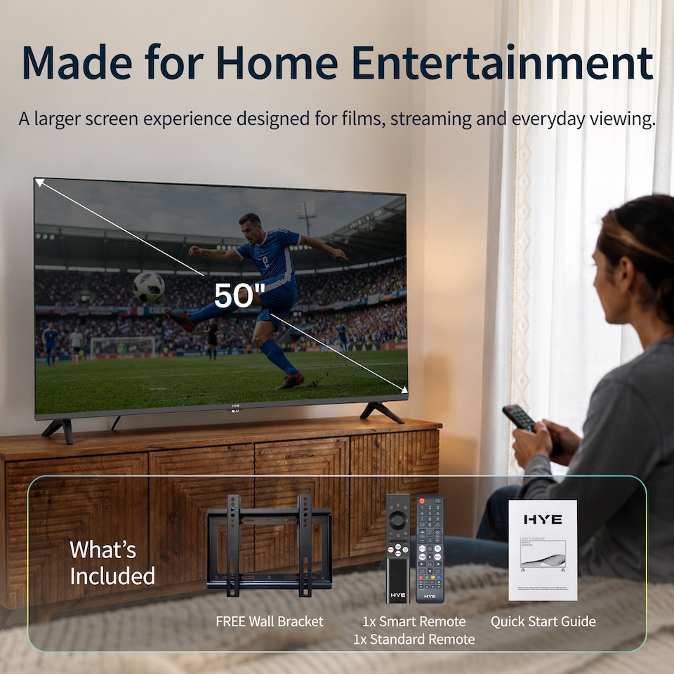 image 1 of HYE 50" Inch 4K QLED Ultra HD HDR Frameless Smart TV Tizen OS - 50QLEDS2008