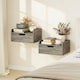 image 2 of HOMCOM Floating Nightstands Set of 2, Nightstand with Drawer | Grey | Natural wood | 40W x 30D x 19.5H cm