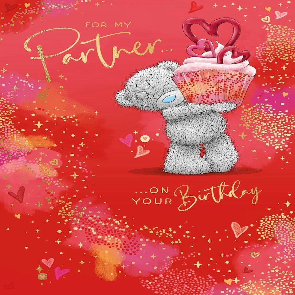 image 1 of Bear With Cupcake Partner Birthday Card
