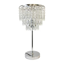 First Choice Lighting Chrome and Acrylic Crystal Jewelled Table Lamp Chrome | Clear