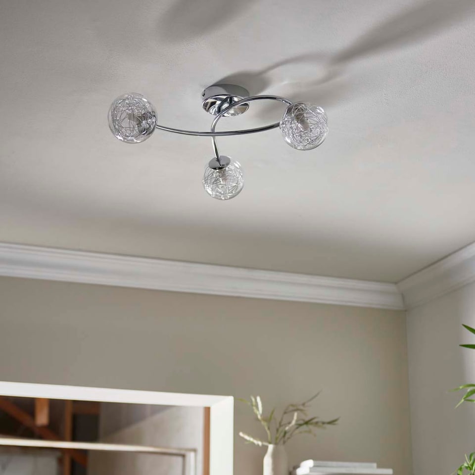 image 1 of Jaymie 3-Light Chrome Semi-Flush Ceiling Light