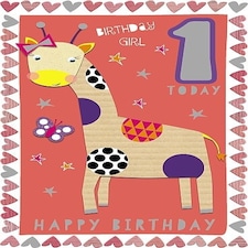 1st Happy Birthday Girl Giraffe Card