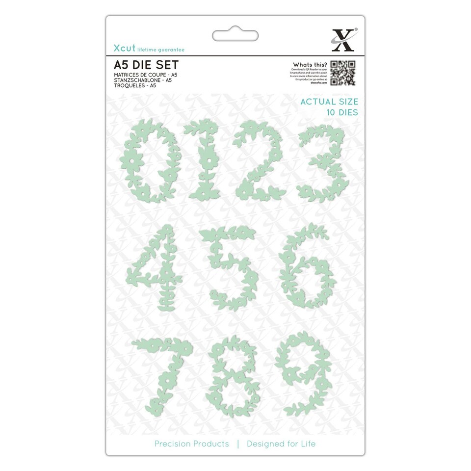 Xcut Dies - Floral Numbers, Silver, A5