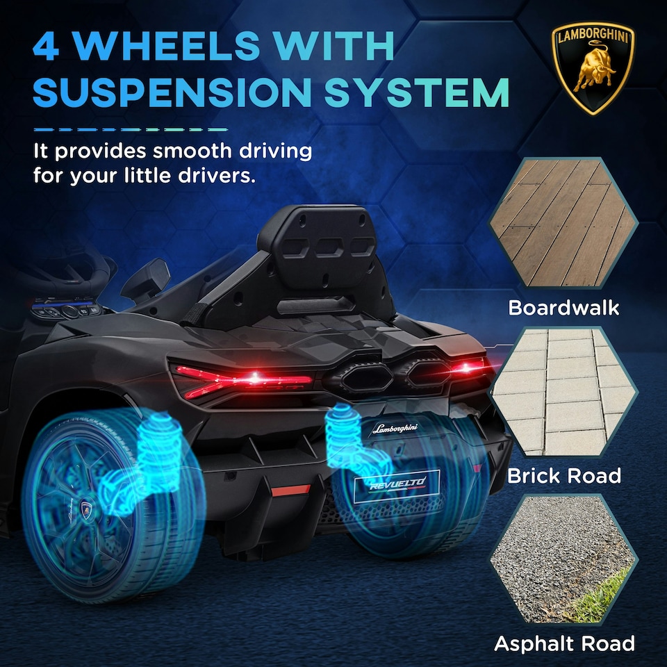 image 1 of AIYAPLAY Lamborghini Revuelto Licensed Ride On Car, with Suspension, Black