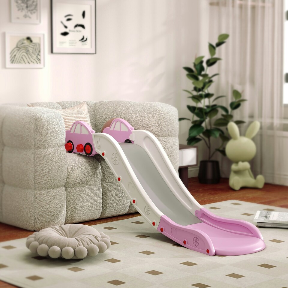 image 1 of AIYAPLAY Kids Slide for Bed, Sofa, Easy to Assemble, Pink