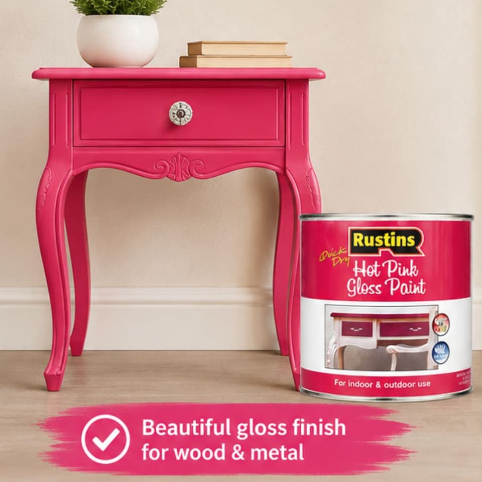 image 1 of Rustins Quick Dry Small Job Gloss Hot Pink 250ml | Pink | 1